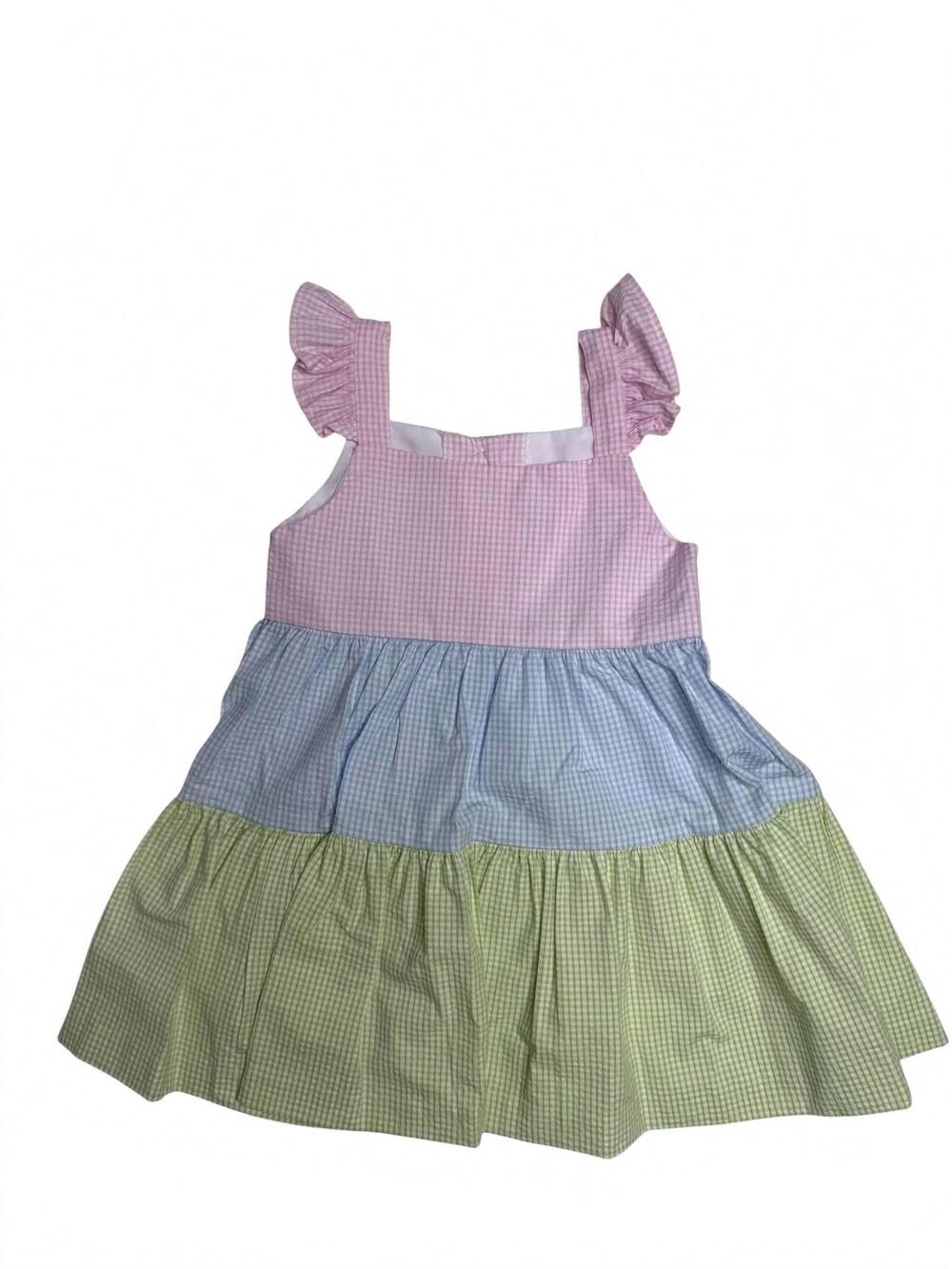 NEW ZUCCINI KIDS girl's colorblock petunia dress in multi
